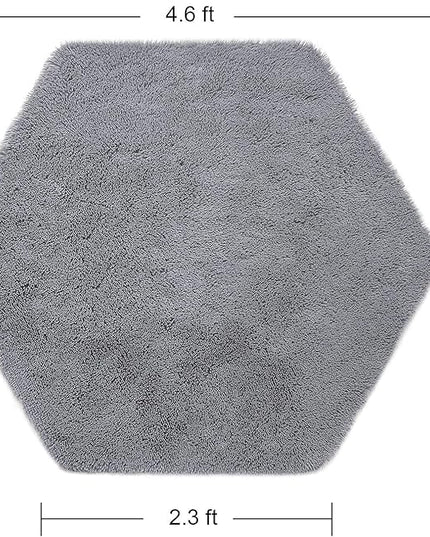 junovo Ultra Soft Rug for Nursery Children Room Baby Room Home Decor Dormitory Hexagon Carpet for Playhouse Princess Tent Kids Play Castle, Diameter 4.6 ft, Grey - LeafyLoom
