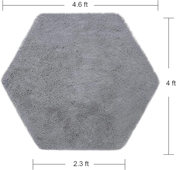 junovo Ultra Soft Rug for Nursery Children Room Baby Room Home Decor Dormitory Hexagon Carpet for Playhouse Princess Tent Kids Play Castle, Diameter 4.6 ft, Grey - LeafyLoom