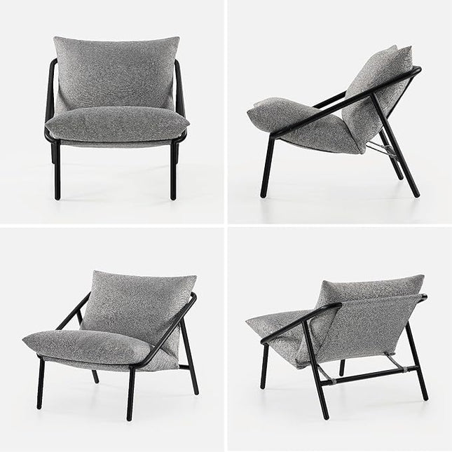 ZINUS Ada Sling Accent Chair, Metal Framed Armchair with Shredded Foam Cushioning, Light Grey - LeafyLoom