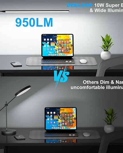 LED Clip on Light/Reading Light, 20" Ultra-Long Chips Bright Desk Lamp, 10%-100% Stepless Dimming & 3 Color Modes Office Lamp with 360° Gooseneck Memory Function Clamp Light for Working - LeafyLoom