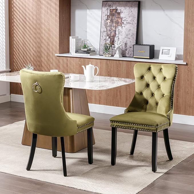 NicBex Haerin-SD-00101-LWJ Dining Chairs, 25.5"x19.7"x37.4", Olive Green - LeafyLoom