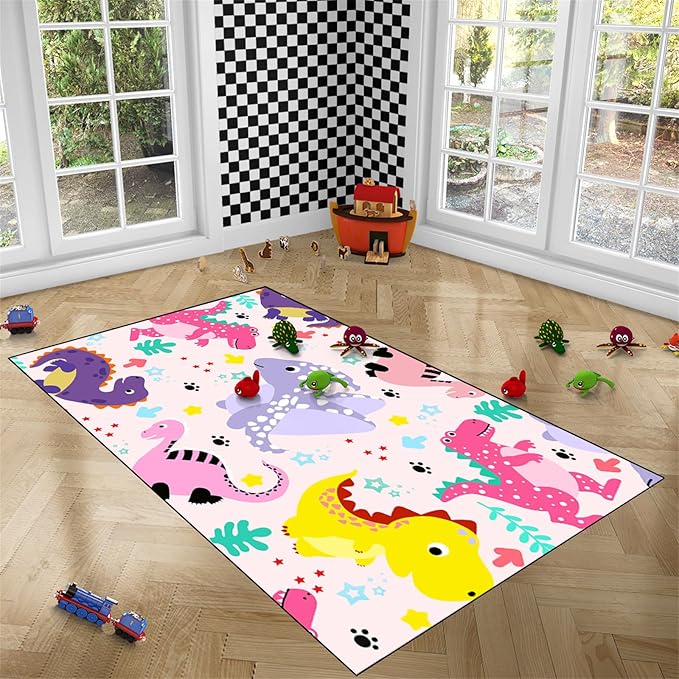 Dinosaur Rugs for Boys Bedroom Dino Rugs for Boys Room Kids Rugs Dinosaur Bedroom Decor for Boys Kids Play Rugs for Boys Bedroom Cute Dinosaur Rugs Dinosaur Rugs for Living Room Decor,2'5''×4' - LeafyLoom