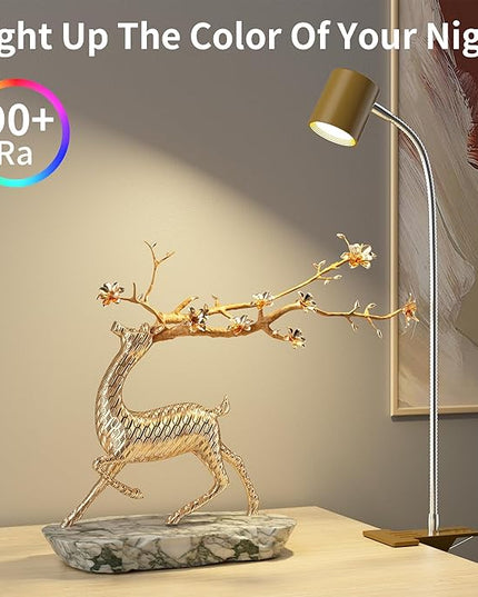 Dott Arts Desk Lamp,USB Clip On Light with 3 Color Modes,LED 10 Levels Brightness Reading Lamp, 360° Gooseneck Book Light,Eye-Care Reading Light for Home Office,Headboards Gold - LeafyLoom