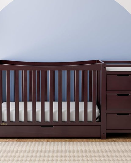 Graco Remi 4-In-1 Convertible Crib & Changer With Drawer (Espresso) – GREENGUARD Gold Certified, Crib And Changing-Table Combo, Includes Changing Pad, Converts To Toddler Bed, Full-Size Bed - LeafyLoom