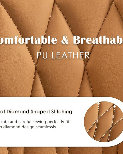 YOUNUOKE Office Desk Chair, Comfy Home Office Chairs, Small Comfortable Desk Chairs with Wheels, Armless PU Leather Chairs for Computer Conference, Camel - LeafyLoom