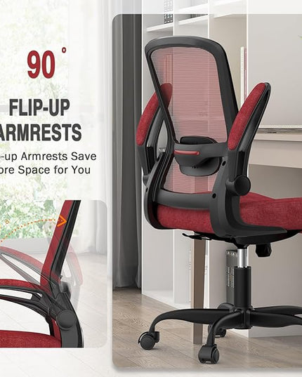 Office Chair, Ergonomic Desk Chair with Adjustable Lumbar Support, High Back Mesh Computer Chair with Flip-up Armrests-BIFMA Passed Task Chairs, Executive Chair for Home Office - LeafyLoom