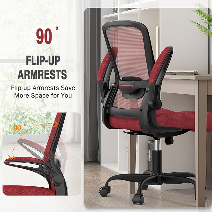 Office Chair, Ergonomic Desk Chair with Adjustable Lumbar Support, High Back Mesh Computer Chair with Flip-up Armrests-BIFMA Passed Task Chairs, Executive Chair for Home Office - LeafyLoom