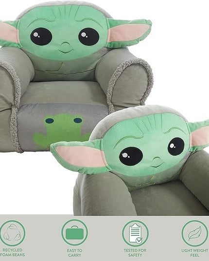 Idea Nuova Figural Mink with Sherpa Trim Bean Bag Chair for Toddlers and Kids, Star Wars Grogu - LeafyLoom