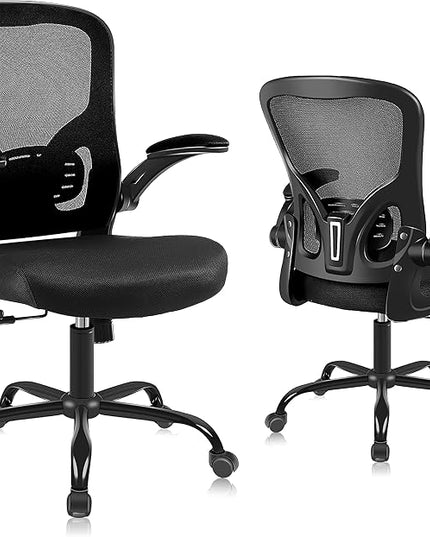 Ergonomic Office Desk Chair Breathable Mesh Swivel Computer Chair, Lumbar Back Support Task Chair, Office Chairs with Wheels and Flip-up Arms,Executive Rolling Chair - LeafyLoom