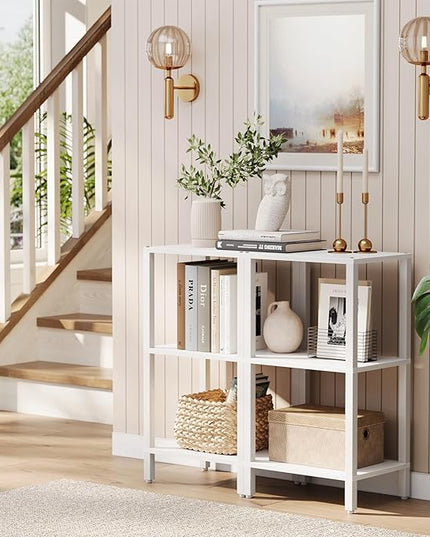 TUTOTAK Bookshelf, 6-Tier Tall Book Shelf, Narrow Bookcase for Small Space, DIY Stackable Bookshelf, for Living Room, Office, Study, Entryway, Industrial, White BS01BW006 - LeafyLoom