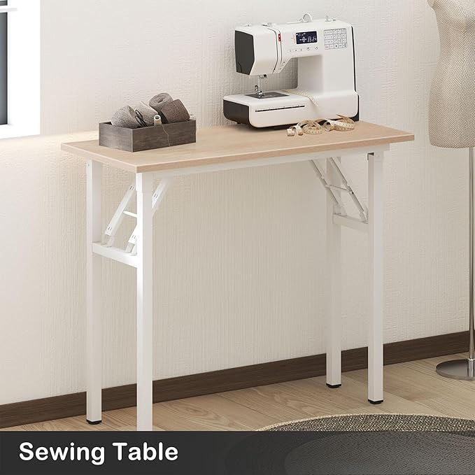 Need Small Desk 31 1/2" No Assembly Foldable Writing Table,Sturdy and Heavy Duty Folding Computer Desks for Small Space/Home Office/Dormitory AC5AW(80 * 40) - LeafyLoom