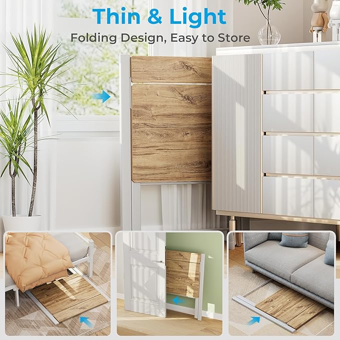 GreenForest Folding Desk No Assembly Required Large Size, 2-Tier Foldable Computer Desk with Shelf for Home Office, Space Saving Portable Laptop Study Foldable Table for Bedroom, Oak - LeafyLoom