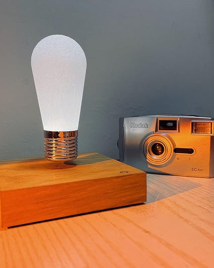 HCNT Floating Light Bulb, Magnetic Levitating LED Desk Lamp Table lamp Night Light, 360 Degree Automatic Rotating Light, Unique Gifts for Christmas Office Decor - LeafyLoom