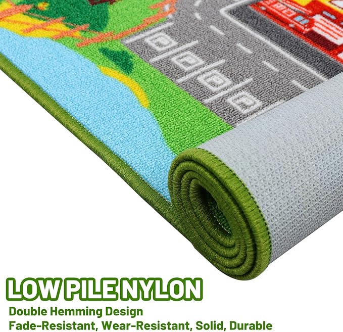 Kids Carpet Playmat Rug 78.7"x59", Car Rug for Kids Cars, Non-Slip Town City Road Map Kids Rug for Playroom Bedroom Boys, Kids Car Mat Road Rug, Track Rug Car Play Rug for Kids (78.7X59 INCH) - LeafyLoom
