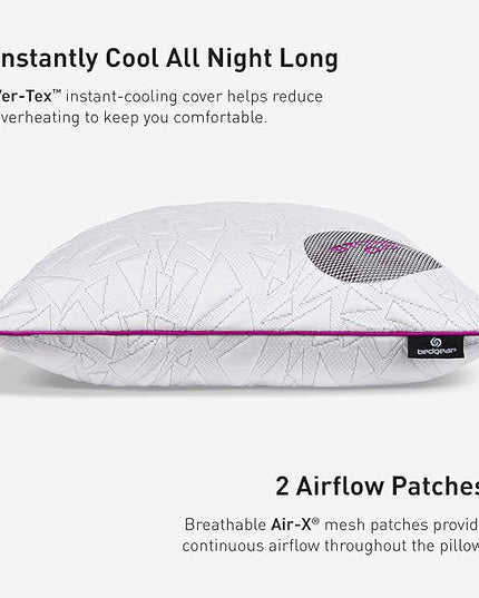 Bedgear Storm Performance Pillow - Size 0.0 - Cooling Pillow for Hot Sleepers - Medium Firmness Bed Pillow for All Sleep Positions - Hypoallergenic, Washable Removable Cover - 20" W x 26" L x 4.75" H - LeafyLoom