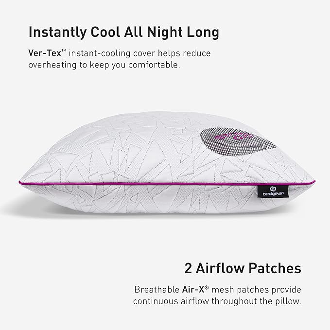 Bedgear Storm Performance Pillow - Size 0.0 - Cooling Pillow for Hot Sleepers - Medium Firmness Bed Pillow for All Sleep Positions - Hypoallergenic, Washable Removable Cover - 20" W x 26" L x 4.75" H - LeafyLoom