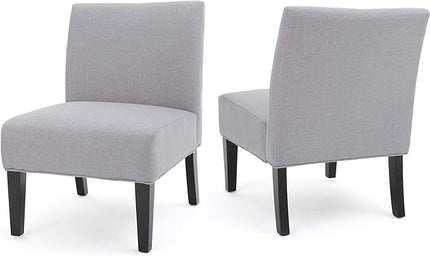 Christopher Knight Home Kassi Fabric Accent Chairs, 2-Pcs Set, Rubber, Light Grey - LeafyLoom