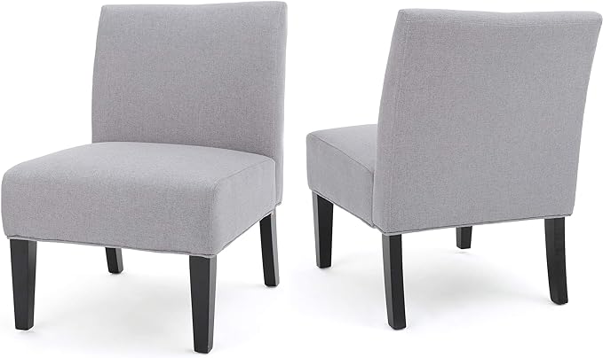 Christopher Knight Home Kassi Fabric Accent Chairs, 2-Pcs Set, Rubber, Light Grey - LeafyLoom