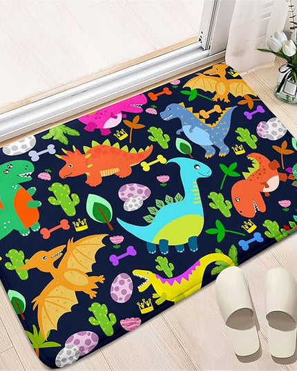Dinosaur Rug for Boys Room Cartoon Dinosaur Area Rugs Kids Rug Dinosaur Rug Kids Play Rug Dinosaur Play Rug for Bedroom and Kidroom Playing Room,Dark Blue 2'×3' - LeafyLoom
