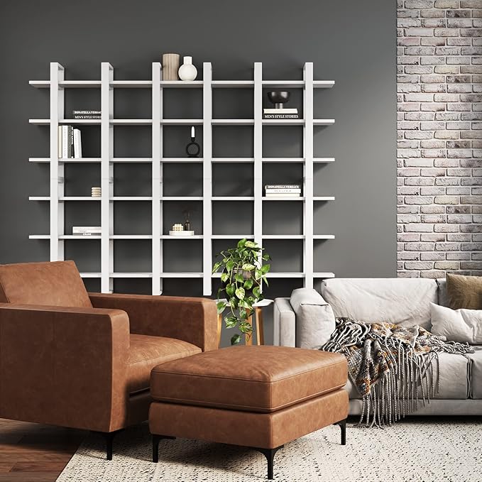 Nathan James Benji Floating Wall Book Shelves, 3-Tier Display Shelf, Decorative Modular Shelf in Solid White Wood for Bedroom, Nursery, Bathroom or Kitchen - LeafyLoom