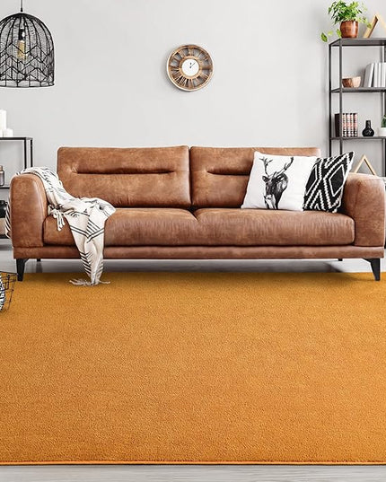 Area Rugs for Bedroom Living Room, 4x6 Orange Super Soft Comfy Thickened Memory-Foam Indoor Carpets, Modern Aesthetic Minimalist Carpet for Boys Girls Adults Apartment Nursery Home Décor - LeafyLoom