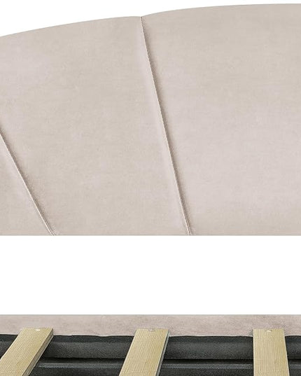 Twin Size Upholstered Daybed with Two Drawers, Wood Slat Support Sofa Bed with Armrest, No Box Spring Needed, Easy to Assemble, for Studio, Bedroom, Living, Guest Room, Beige - LeafyLoom