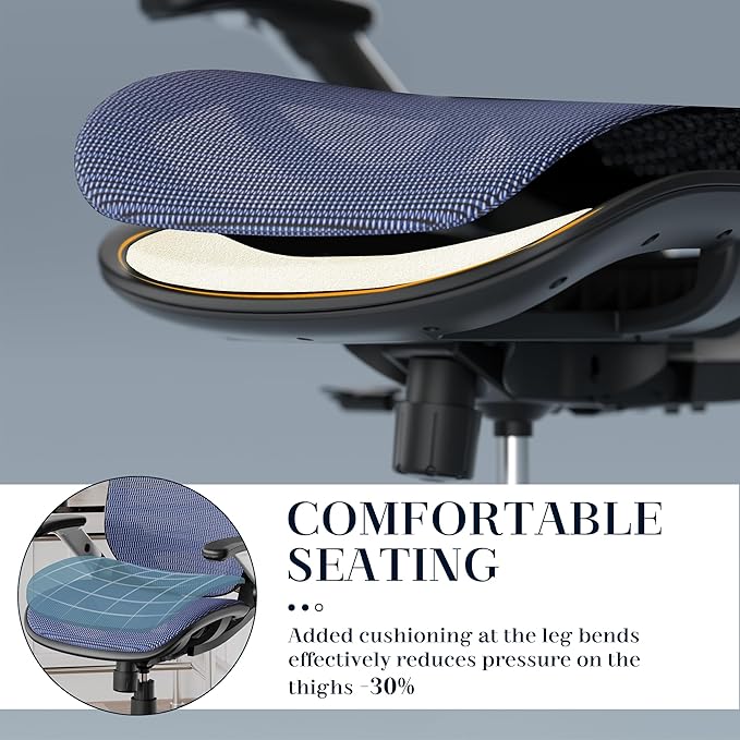 GABRYLLY Ergonomic Office Chair, High Back Mesh Desk Chair with Adjustable Headrest, Flip-Up Arms, 90-120° Tilt Lock, Lumbar Support and Comfy Seat, Swivel Computer Task Chair, Blue - LeafyLoom