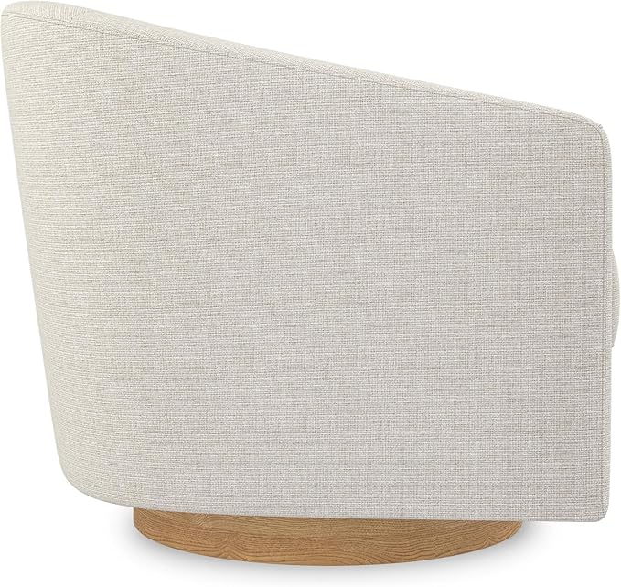 Sunny Heart Swivel Accent Chair, Fabric Swivel Barrel Chair, Swivel Club Chair with Wood Base, Modern Upholstered Armchair, Cozy Chairs for Living Room, Bedroom, Reading - LeafyLoom
