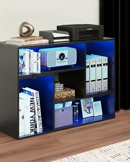 YITAHOME DIY TV Stand w/LED Strip, Modern Deformable Entertainment Center for 75/70/65/60/55/50/45 inch TVs, Gaming TV Consoles 2 Pieces Media Console Cabinet for 300lbs for Living Room, Black - LeafyLoom