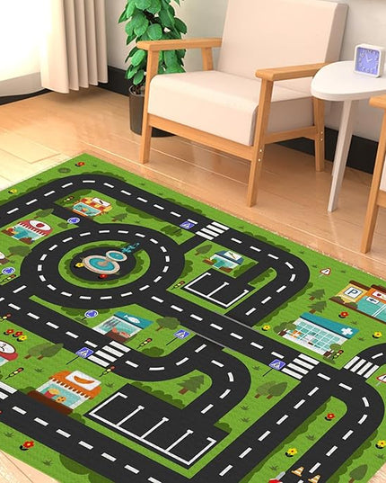 Analog ABC Kids Rug Playroom Car Rug Play Mat City Life Road Rug for Cars Fun City Map for Carpet for Bedroom Boys (47 * 70 inches, Gorgeous City) - LeafyLoom
