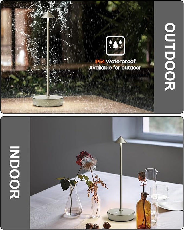 Cordless Table Lamps Rechargeable, 6000mAh Battery Operated LED Desk Lamp Outdoor Waterproof Portable Touch Dimmable Table Night Light for Patio Restaurant Dining Home Set of 2 Silver - LeafyLoom