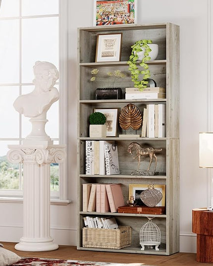 IRONCK Bookshelves and Bookcases Floor Standing 6 Tier Display Storage Shelves 70in Tall Bookcase Home Decor Furniture for Home Office, Living Room, Bed Room - LeafyLoom