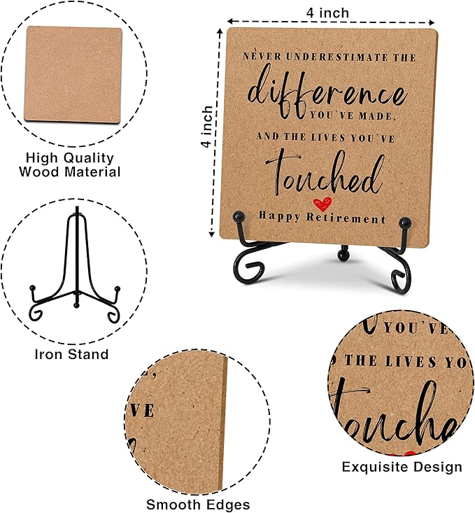 Home Office Desk Decor Wood Plaque with Stand, Coworker Gifts For Women Men Retirement Gifts Going Away Gift Leaving Gifts For Coworker Boss Leader Colleague Friends -A10 - LeafyLoom