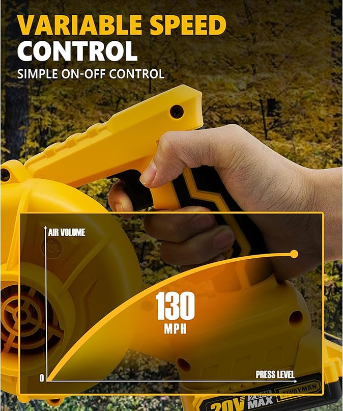 Alloyman Leaf Blower, 20V Cordless Leaf Blower, Leaf Blower Cordless with 2.0Ah Battery and Charger, Electric Leaf Blower for Yard Cleaning/Snow Blowing. - LeafyLoom