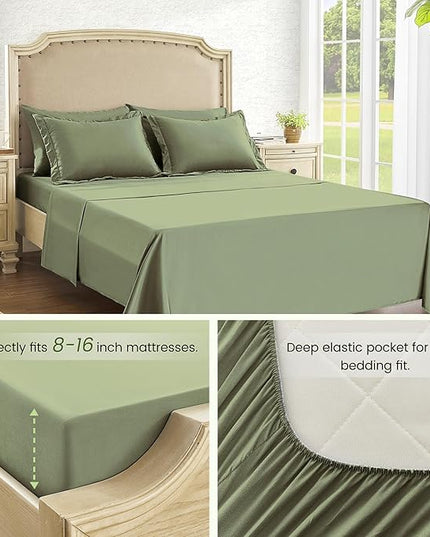 Twin Bed in a Bag 5 Pieces Comforter Set Twin, Wood Grain Texture Bedding Comforter Set Green Bed Set with Comforter, Pillowcase, Flat Sheet, Fitted Sheet and Pillow Sham - LeafyLoom
