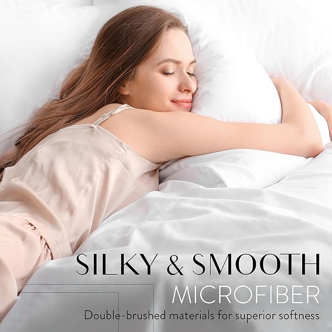 Danjor Linens Full Size Sheets Set - 6 Piece Set Including 4 Pillowcases- Deep Pockets - Breathable, Soft Bed Sheets - Wrinkle Free - Machine Washable - Ice Blue Bed Sheets - 6 pc - LeafyLoom