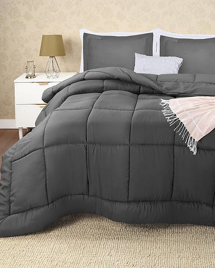 Utopia Bedding Queen Size Comforter Set with 2 Pillow Shams, Bedding Comforter Sets, Down Alternative Grey Comforter, Soft and Comfortable, Machine Washable - LeafyLoom