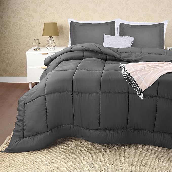 Utopia Bedding King Size Comforter Set with 2 Pillow Shams, Bedding Comforter Sets, Down Alternative Grey Comforter, Soft and Comfortable, Machine Washable - LeafyLoom