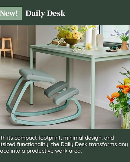 Branch Daily Desk - Functional At Home Office Desk with Effortless Assembly, Timeless Design, Rounded Corners, and Built-in Cable Notch - 36” W x 28.5” H x 24” D - Sage Work Table - LeafyLoom
