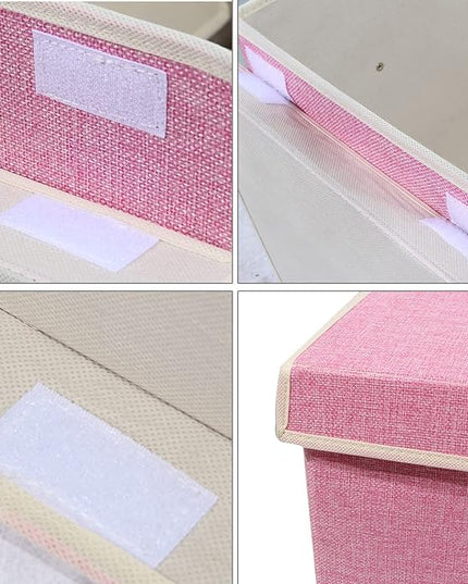popoly Large Toy Box Chest Storage with Flip-Top Lid, Collapsible Kids Storage Boxes Container Bins for Childrens Toys, Playroom Organizers, 25"x13" x16" (Linen Pink) - LeafyLoom