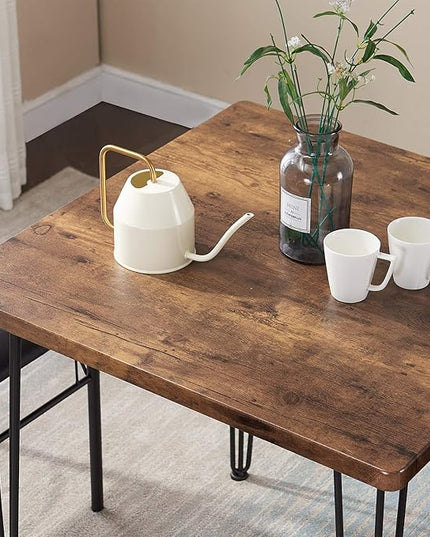 VECELO 3 Piece Kitchen Room Chairs Set for Dinette, Breakfast Nook, Farmhouse, Small Space, Modern Industrial Style, Dining Table for 2, Vintage Brown - LeafyLoom
