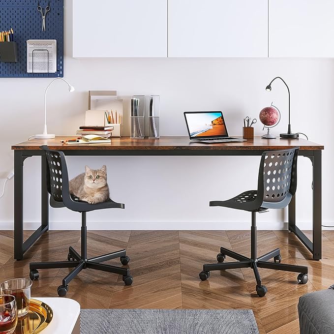 Coleshome 71 Inch Computer Desk, Executive Desk for Home Office, Study Student Writing Desk, Vintage - LeafyLoom