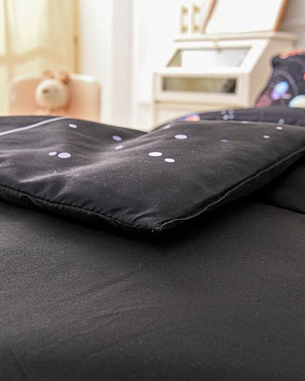 6 Pcs Solar System Comforter Set Full Outer Space Bedding Set Universe Planets Theme Comforter for Boys Kids Ultra-Soft (1 Comforter, 2 Pillowcases, 1 Flat Sheet, 1 Fitted Sheet,1 Pillowcover) - LeafyLoom