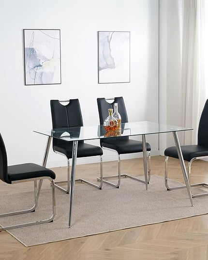 NicBex Haerin-SD-00374-LWJ Dining Chairs, 16.5"x17.9"x38.2", Black and Silver - LeafyLoom