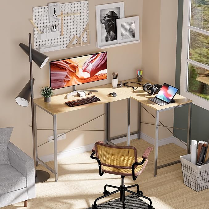 Pamray 32 Inch Computer Desk Small Spaces Desk with Storage Bag for Bedroom Writing and Home Office Work Small Study Desk Table Walnut - LeafyLoom