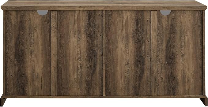 Walker Edison Farmhouse Barn Glass Door Wood Universal TV Stand for TV's up to 64" Flat Screen Living Room Storage Cabinet Doors and Shelves Entertainment Center, 58 Inch, Rustic Oak - LeafyLoom