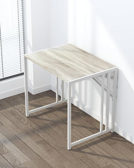 Small Folding Desk 32 inch, No Assembly Required Small Office Desk, Writing Gaming Computer Camping Desk, Beige - LeafyLoom