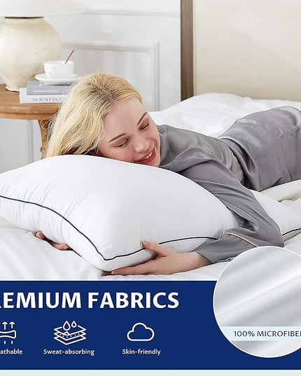 Homemate Bed Pillows for Sleeping - Queen Size(20"x28") Set of 4 Pillows Allergy Friendly Microfiber Shell Fluffy Down Alternative Filling Breathable Pillow Suitable Back Stomach or Side Sleepers - LeafyLoom