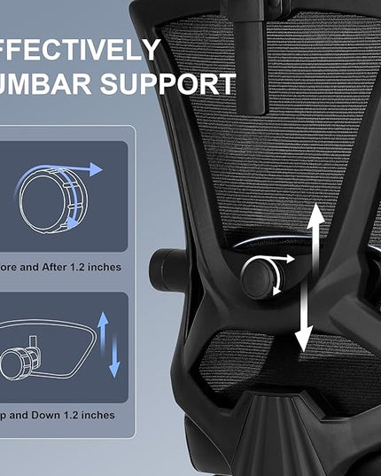 Misolant Ergonomic Office Chair with Footrest, Ergonomic Desk Chair with Adjustable 2D Lumbar Support, High Back Office Chair with Adjustable Headrest, Comfortable Leather Office Chair -Black - LeafyLoom