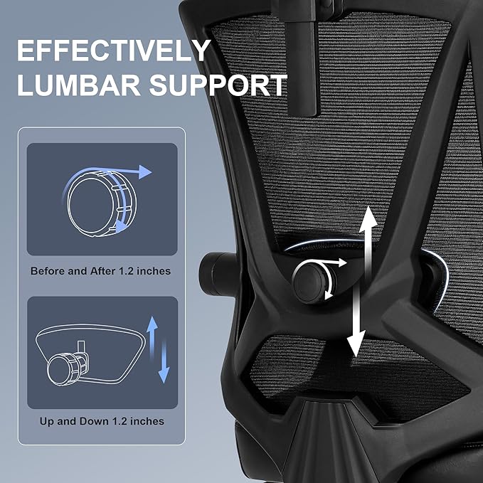 Misolant Ergonomic Office Chair with Footrest, Ergonomic Desk Chair with Adjustable 2D Lumbar Support, High Back Office Chair with Adjustable Headrest, Comfortable Leather Office Chair -Black - LeafyLoom